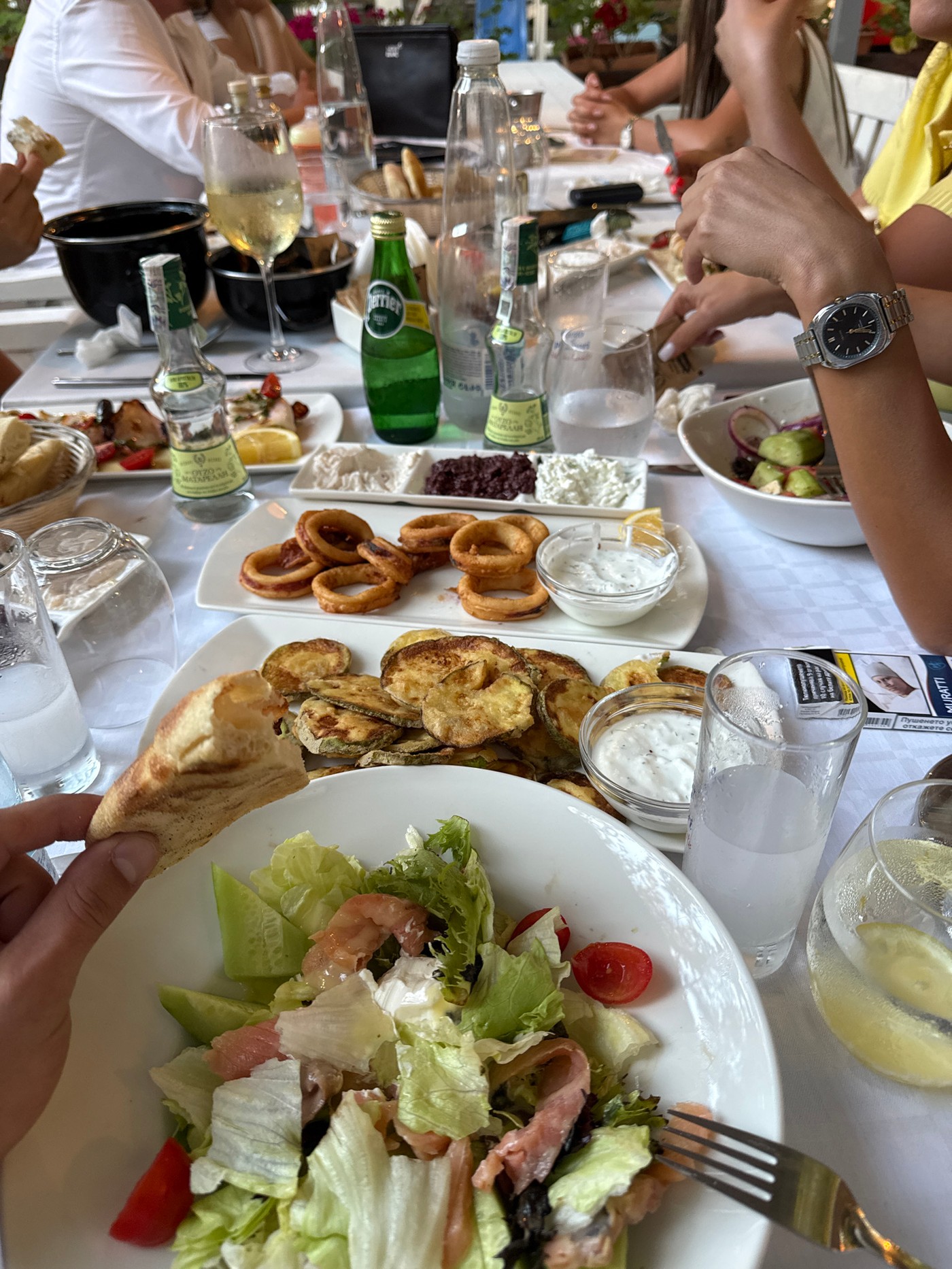 Afternoon dining and strolling captured in coastal Sozopol, Bulgaria