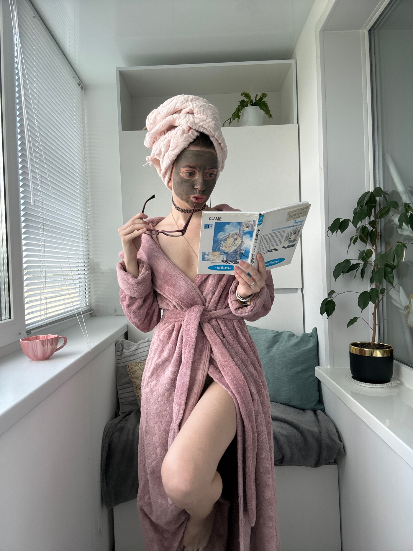 Morning skincare routine captured in a cozy #GRWM moment