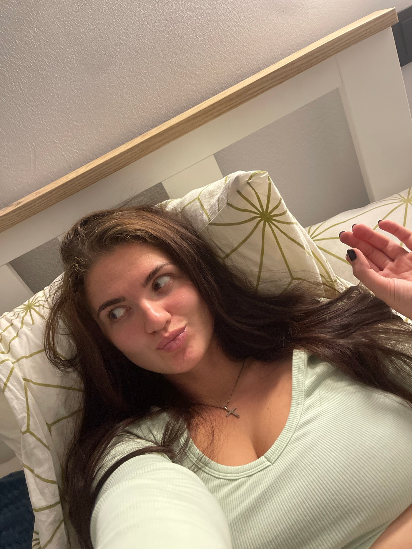Casual bed selfie session, multiple angles, Moscow