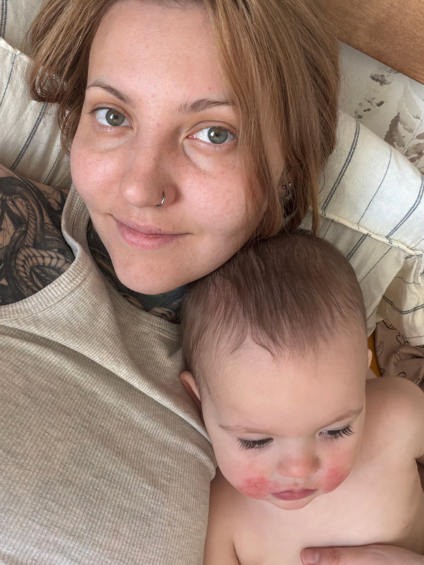 Mother and baby share quiet moment in Chaikovsky