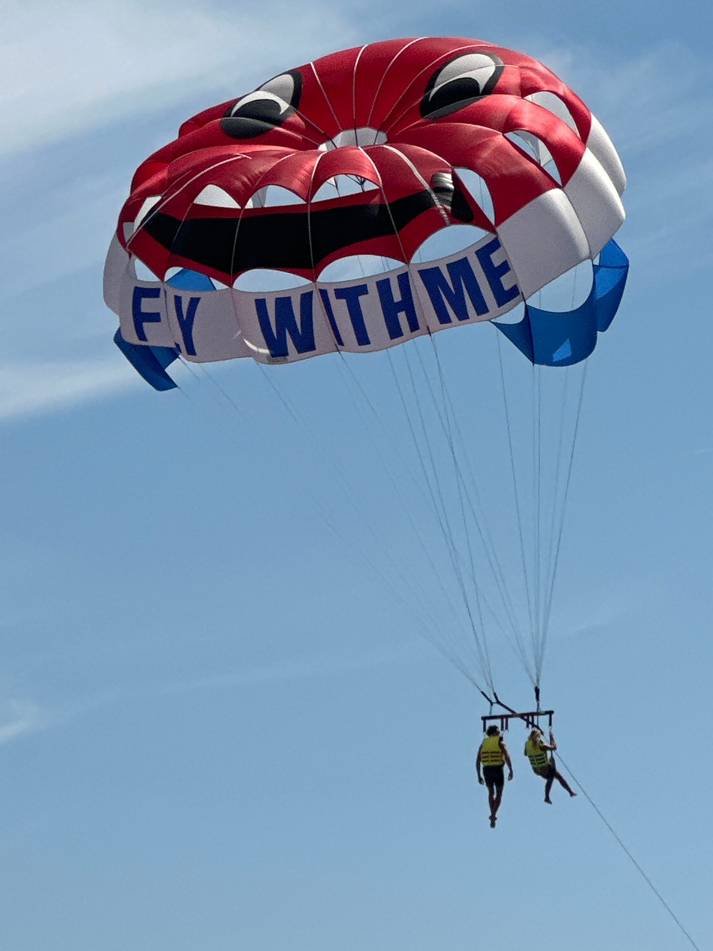 Parasailers fill skies above Budva Montenegro coastline