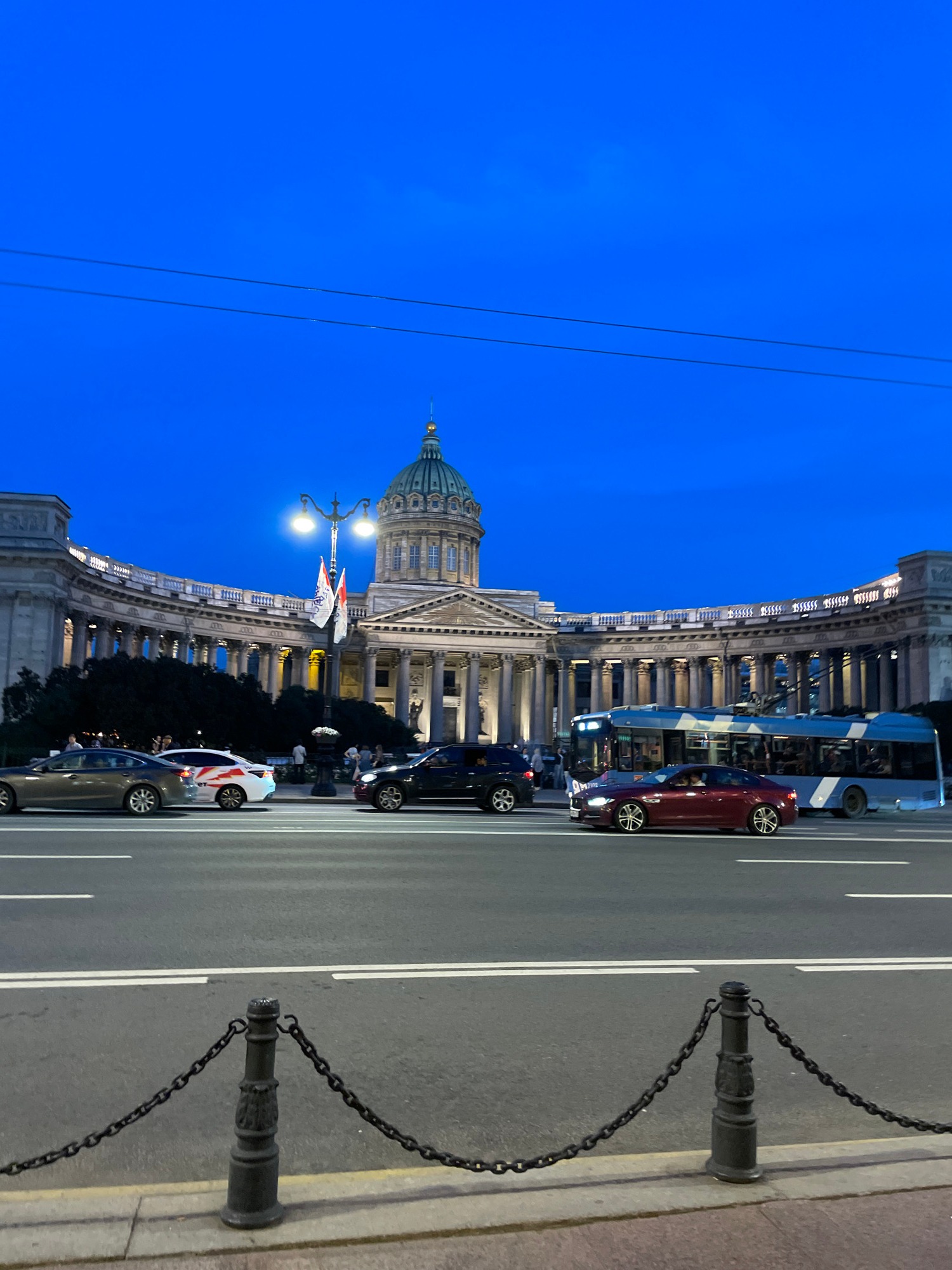 Evening content shoot near Kazan Cathedral, St. Petersburg