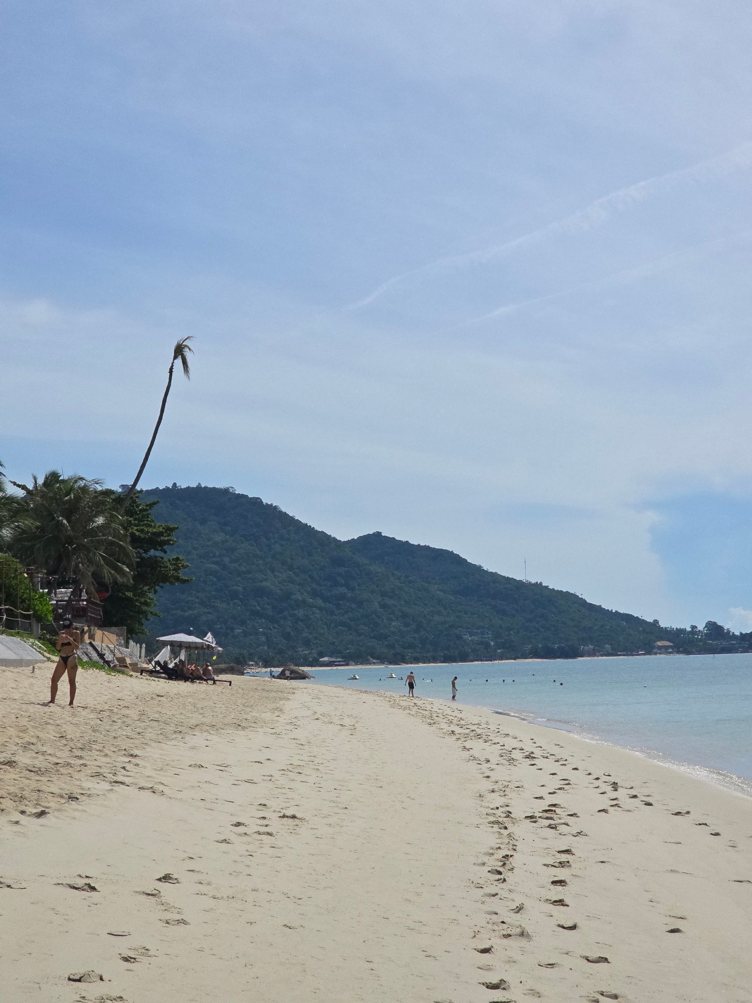 A lively tropical resort beach, inside and out