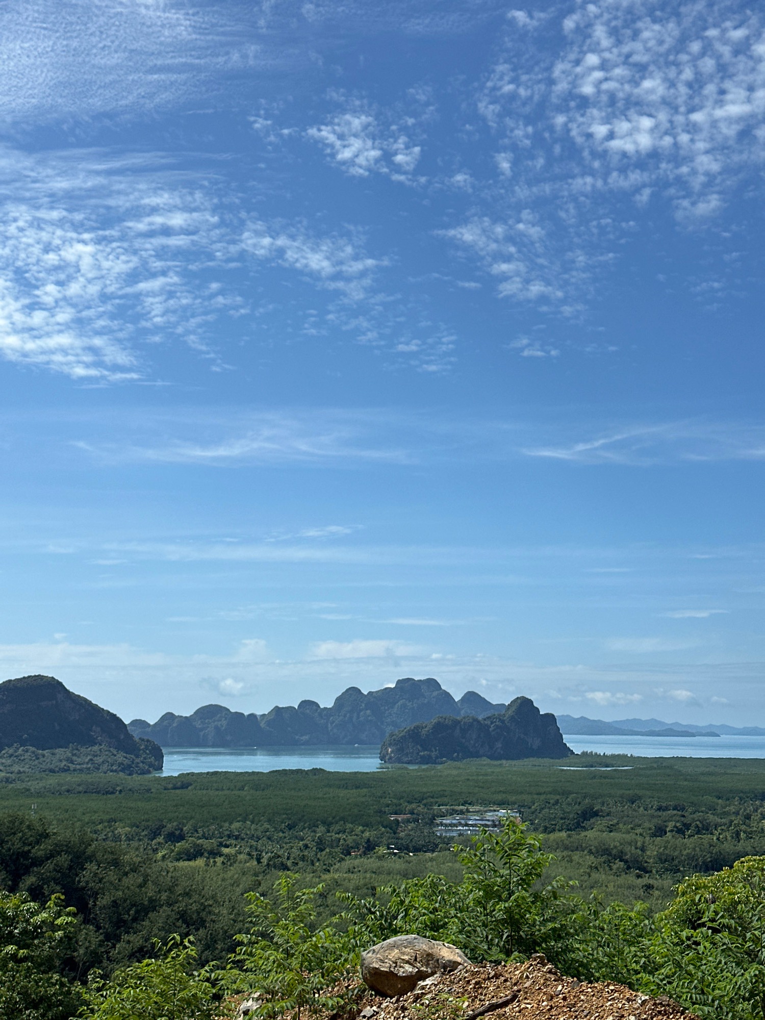 Phang Nga Bay viewpoint with karst islands and fresh earthworks