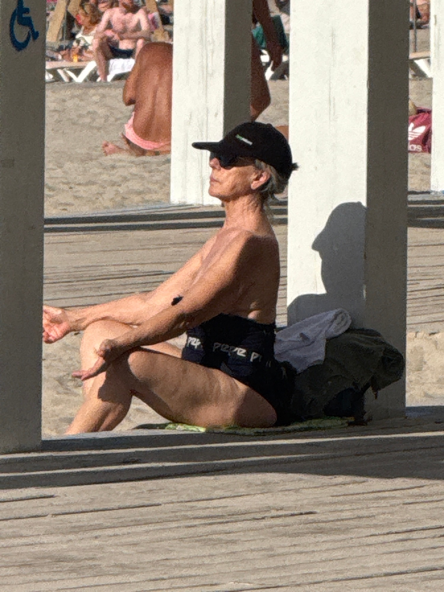 Lazy sunny morning at a beachside resort with yoga and strolling