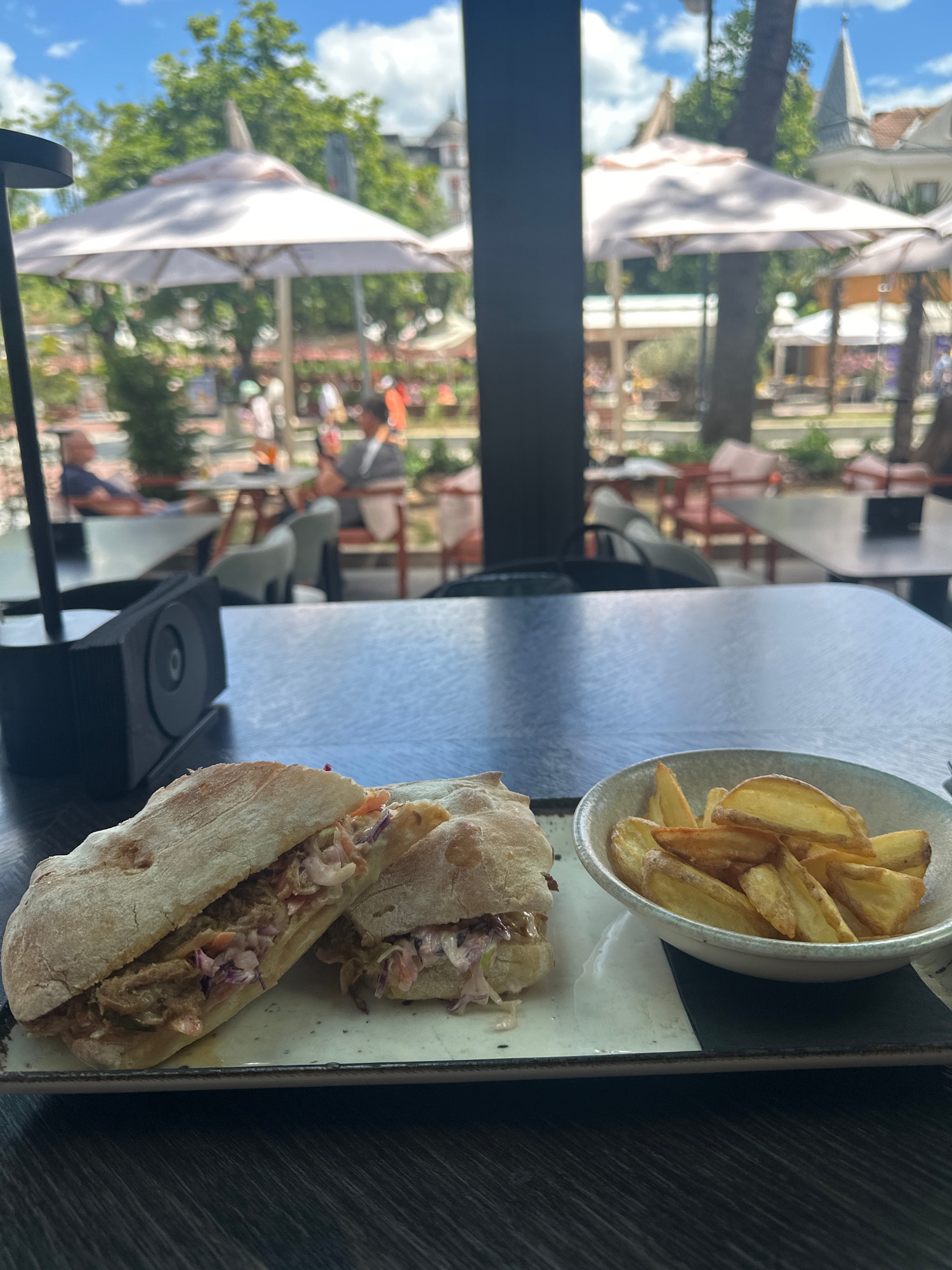 City streets, port views, and a sleek restaurant interior