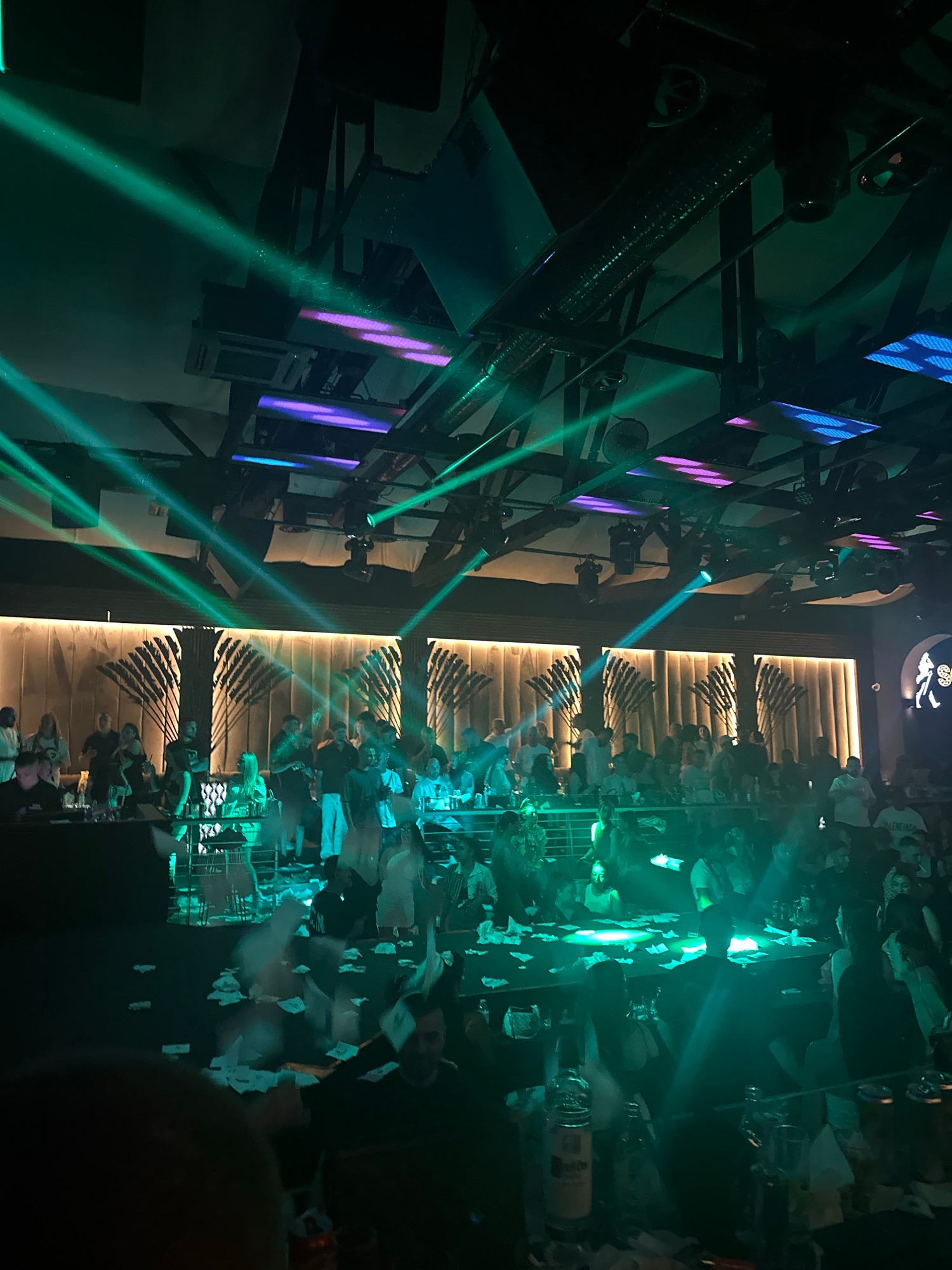 Night out at club with atmospheric lighting and selfies