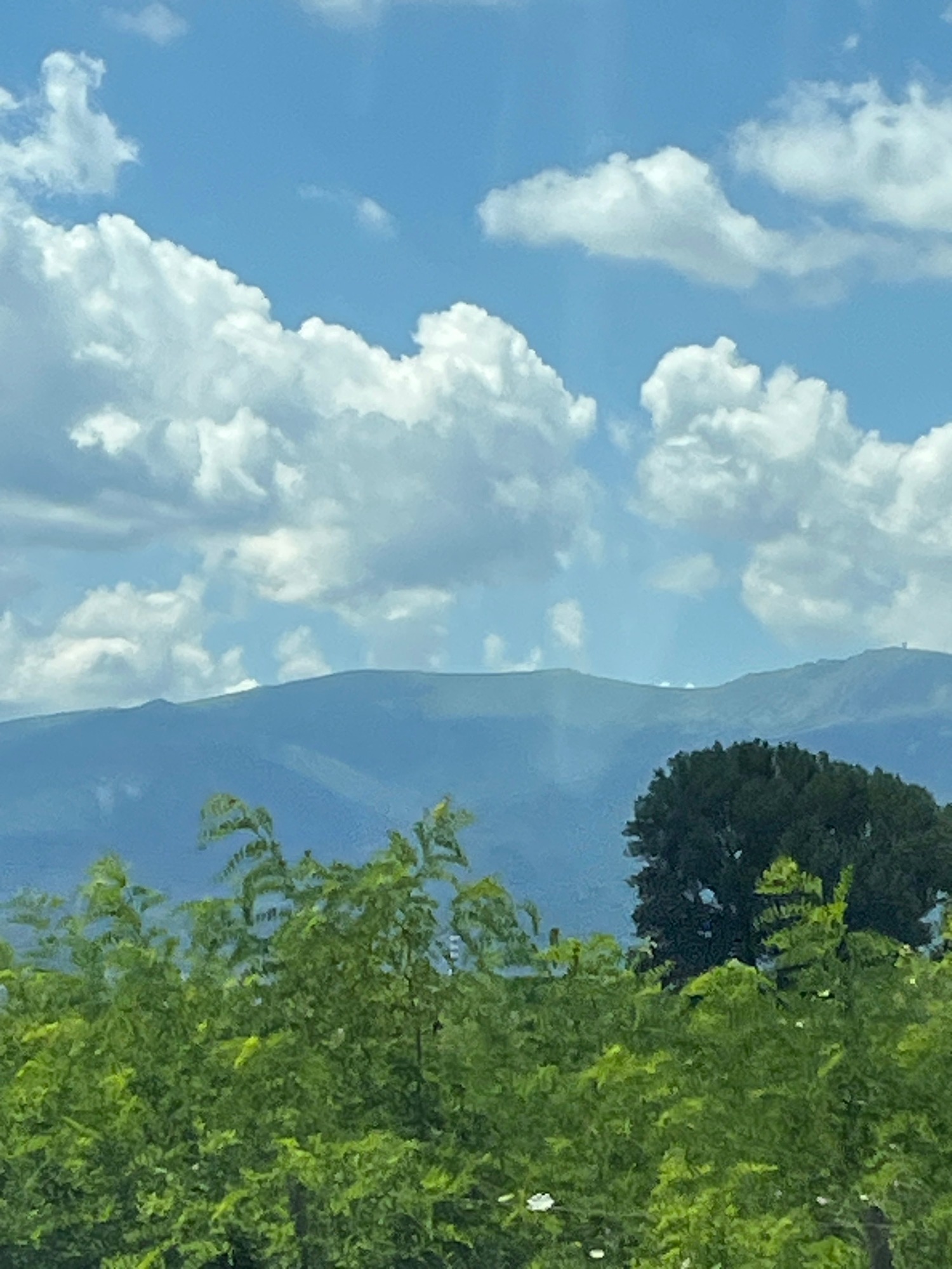 Driving through open farmland under wide summer skies
