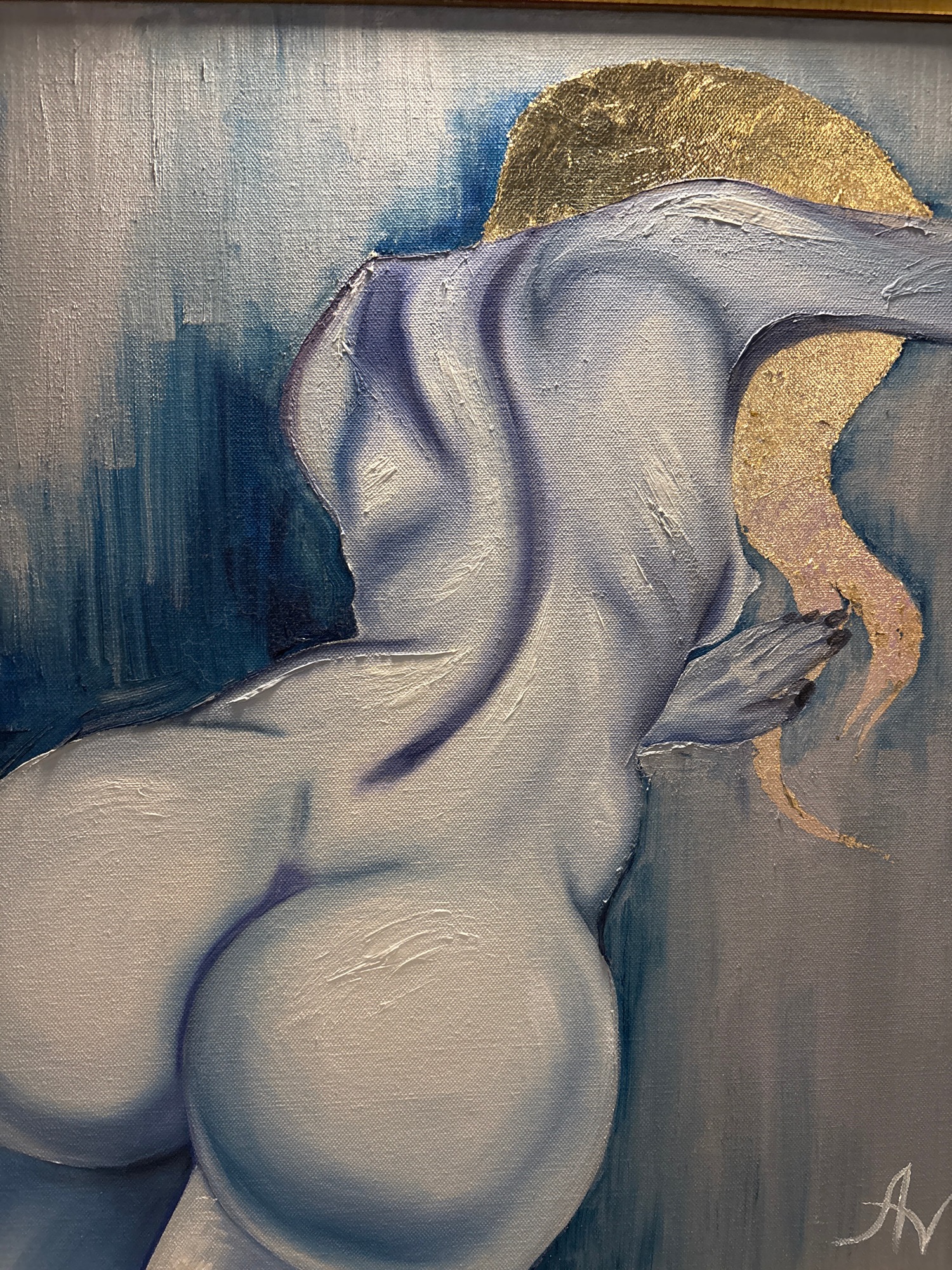 Art collection featuring nude paintings and abstract eyes documented