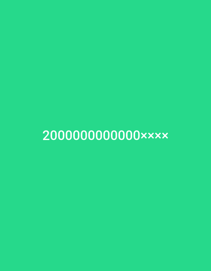 The image is a solid, bright green background with white text in the center. The text reads "20000000000000xxxx". There are no discernible objects, people, or any other contextual information present in the image. The location in the city of Bena-Yurt, Russia, is not depicted or suggested by the visual content.
