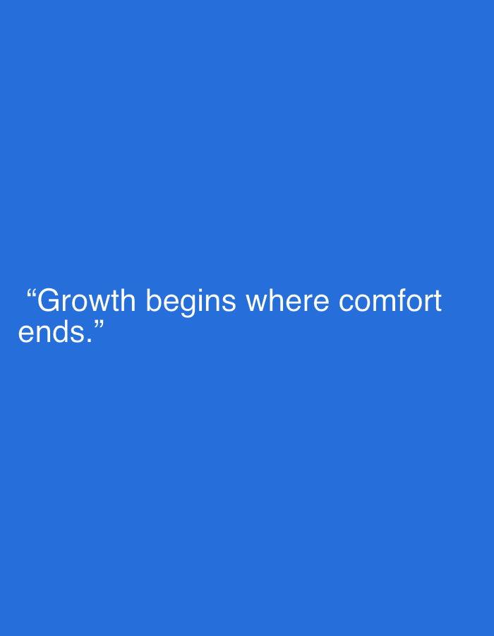 The image shows a simple blue background with white text that reads: "Growth begins where comfort ends." There is no discernable location within the city of Jalingo, Nigeria. The image is a graphic design element, not a photograph of a real-world scene.