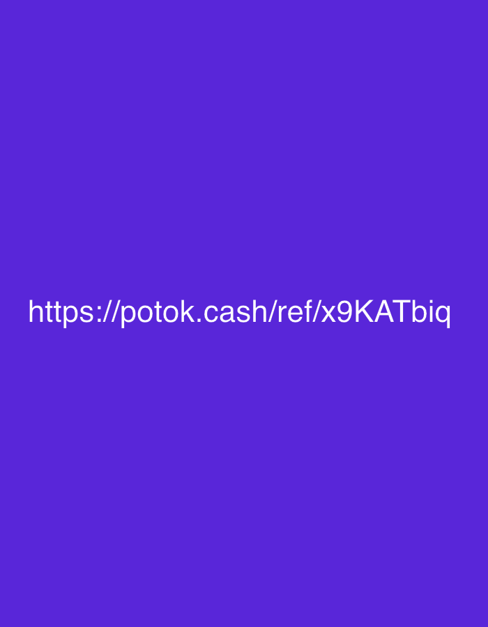 The image is a solid purple background with white text in the lower left corner. The text reads: "https://potok.cash/ref/x9KATbiq". There are no people, objects, actions, interactions, or environmental details present in the image, nor is there any information that would allow for its location to be identified within the city of Прибельский, Russia or any other location.
