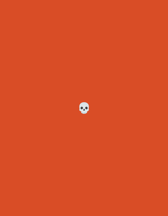 A white skull emoji is centered on a solid orange background.