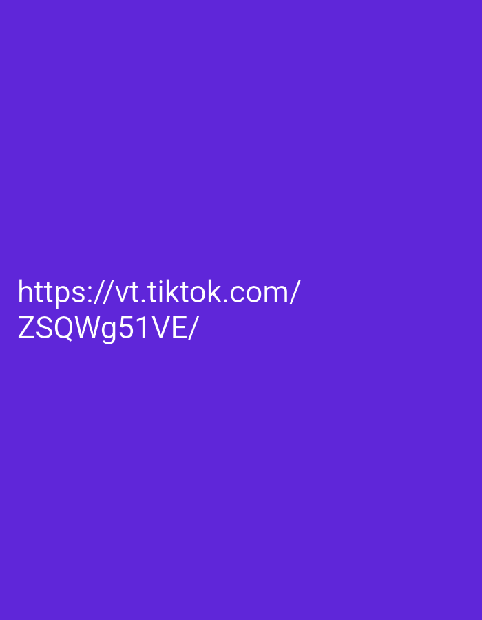The image displays text on a purple background. The text reads "https://vt.tiktok.com/ ZSQWg51VE/". There are no discernible elements that could be used to determine a location in Jos, Nigeria.