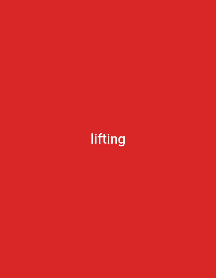 The image is a plain red background with the word "lifting" written in white text in the center. There are no people, objects, actions, interactions, or environmental details to describe, and no information about the location in Jalingo, Nigeria.