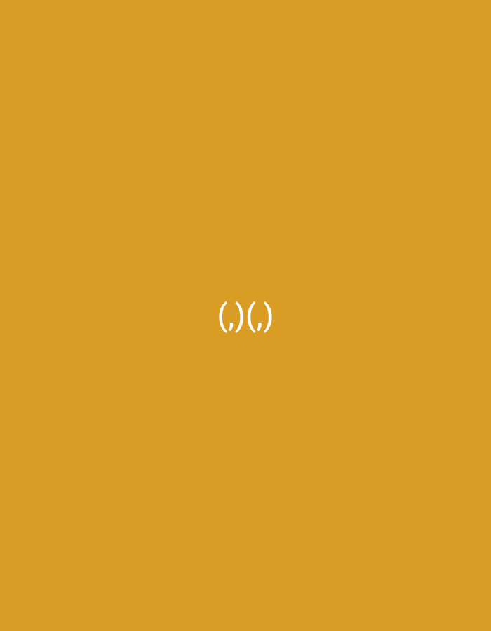 The image is a plain, solid mustard-yellow background. Centered in the image is a white emoticon consisting of two sets of parentheses, representing eyes, with a smiley face made of a single parenthesis in the middle. There are no other discernible objects or subjects present. The image does not contain any information related to the city of Homyel, Belarus.