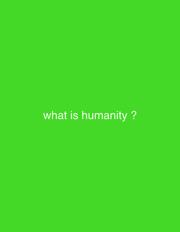 This media file is a static image featuring the text "what is humanity ?" displayed in white against a vibrant, uniform green background. The text is centered horizontally and positioned in the lower half of the frame. The image is devoid of any people, objects, or discernible scenery, setting, time of day, or weather. The location context provided, Gura Top, Nigeria, does not have any visual cues within the image itself. The emotion conveyed is one of a question or contemplation, due to the interrogative nature of the text. The only notable detail is the white text against the stark green backdrop.