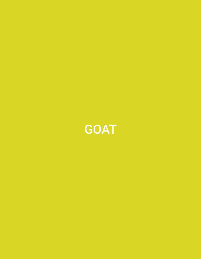 The image is a solid yellow background with the word "GOAT" written in white text in the center. There is no discernible location in the city of Küçükçekmece, Turkey, or any people, subjects, objects, actions, or interactions.