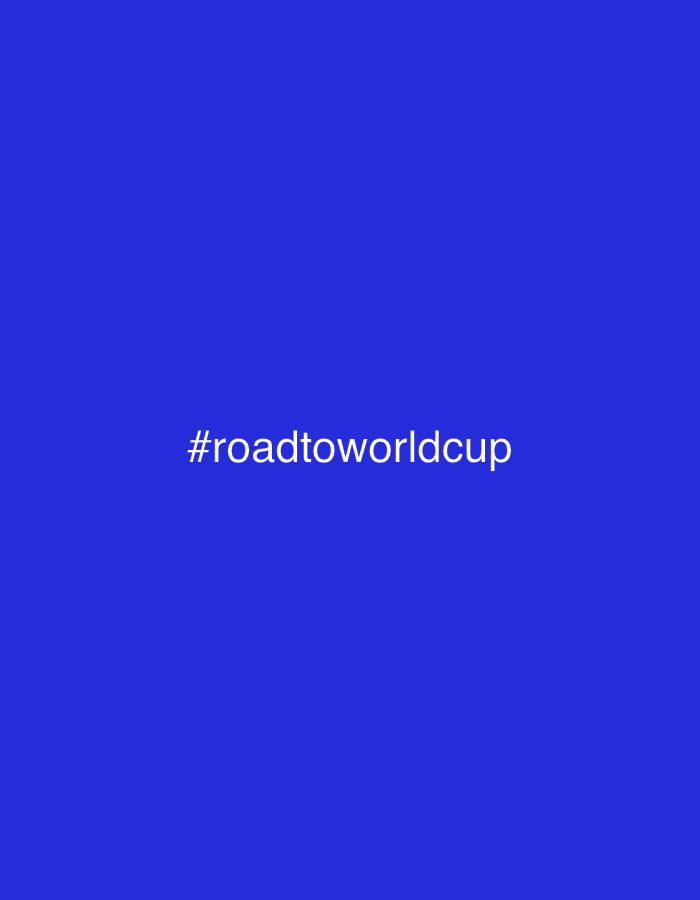 The image shows a solid blue background with the text "#roadtoworldcup" in white text centered in the middle of the image. There is no information in the image about the city of Miami Gardens, United States of America, or any people, subjects, objects, actions, or interactions.