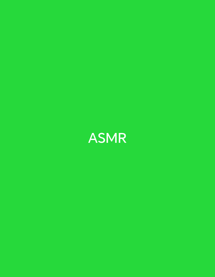 The image is a solid bright green background with the word "ASMR" in white text, centered horizontally and slightly above the vertical center of the frame. There are no people, objects, actions, or interactions depicted in the image. The location of this image in Bishkek City, Kyrgyzstan, is not determinable from the visual content provided.