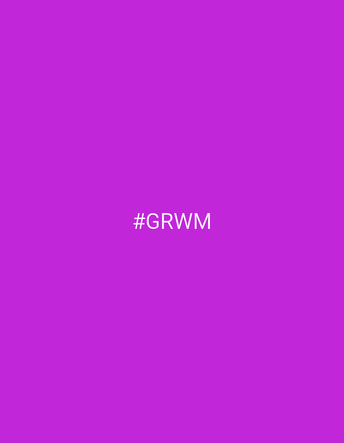 The image is a solid, bright purple background with the hashtag "#GRWM" displayed in white text in the center. There are no people, objects, actions, interactions, or environmental elements depicted in the image. The location of Orenburg, Russia, is not relevant to the visual content of this image.