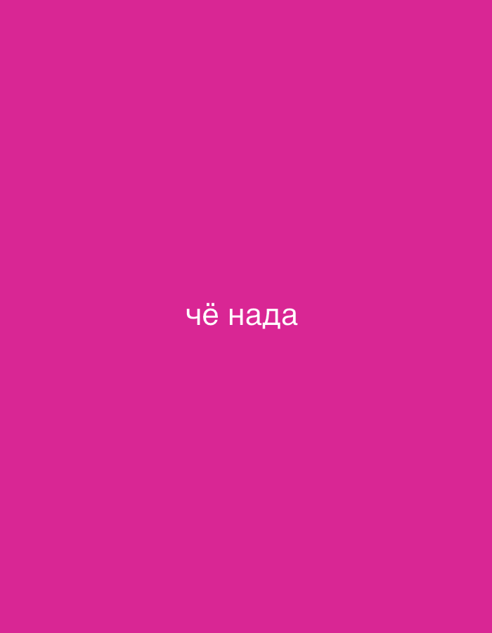 The image is a solid magenta background with white text that reads "чё нада" centered horizontally and located in the lower middle section of the frame. There is no information about the city of Berdiansk, Ukraine, or any other geographical context.