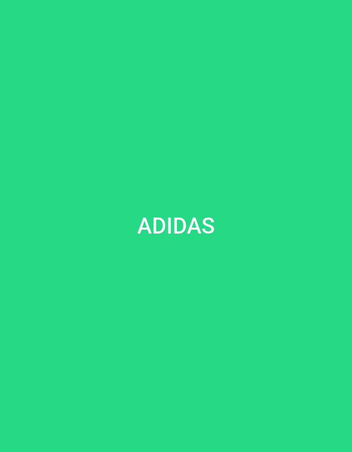 A plain green background features the white text "ADIDAS" centered horizontally and slightly above the vertical center. There are no other objects, people, or discernible elements in the image, nor is there any information that would associate it with Bakırköy, Turkey.