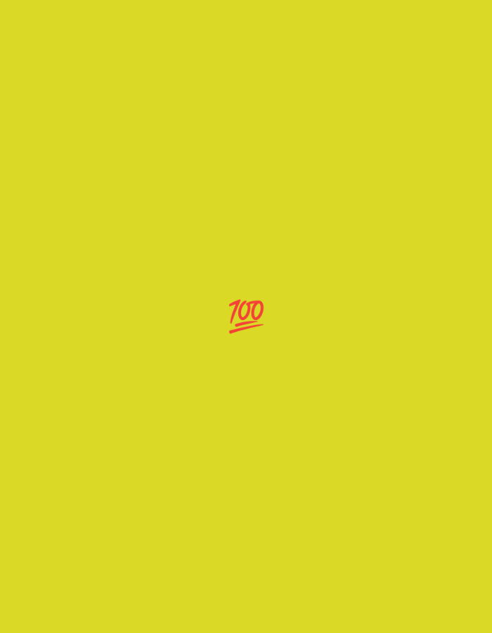A digital image displays a solid yellow background with the red emoji for "100" centered in the middle. The emoji consists of the numbers "100" with a red underline beneath them. There is no discernible location in the city of Mahilyow, Belarus.