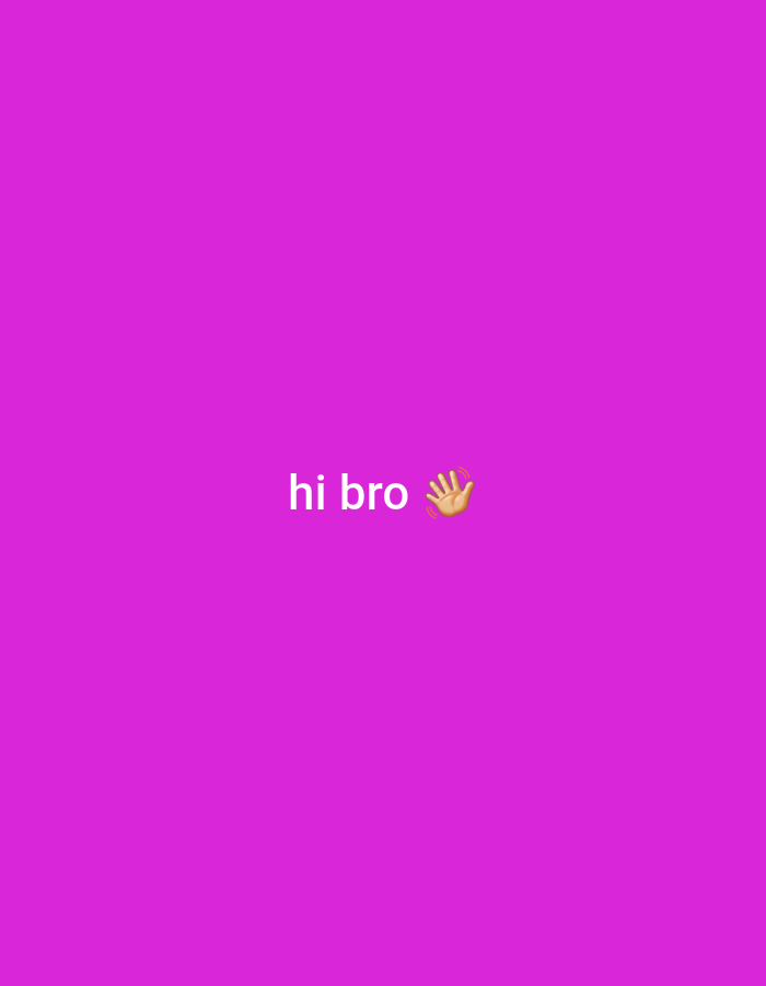 The image is a plain, solid magenta background. Text reading "hi bro" is centered horizontally and positioned in the lower half of the image. To the right of the text, there is a yellow emoji of a waving hand. There is no discernible location in the city of Kandahar, Afghanistan. The image contains no people, subjects, or objects other than the text and emoji.