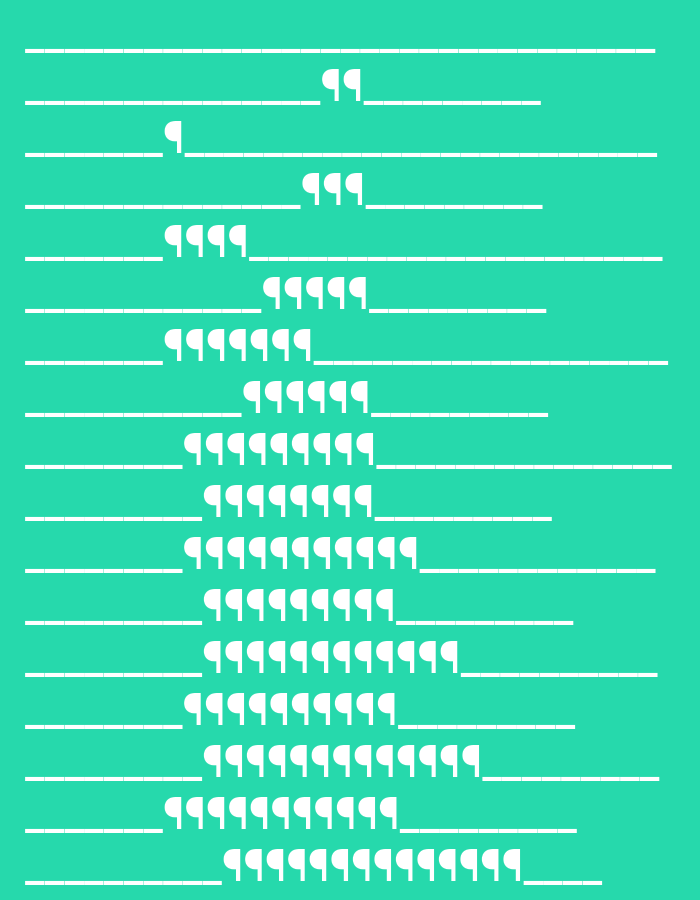 This is a digital image with a teal background. It features multiple horizontal white lines, resembling ruled paper or a timeline. On these lines, the character "q" is repeated in varying lengths, forming distinct groups. The repetition starts with a single "q" and progresses to longer sequences of "q"s, increasing in number with each subsequent line. The groups of "q"s are generally aligned to the left side of the image, with some appearing further to the right. Some lines contain single or short groups of "q"s, while others are filled with longer strings of the character. The visual arrangement suggests a pattern of growth or progression in the quantity of "q"s. There is no discernible scene, people, objects, time of day, weather, or emotions. The text visible in the image consists solely of the repeating "q" character.