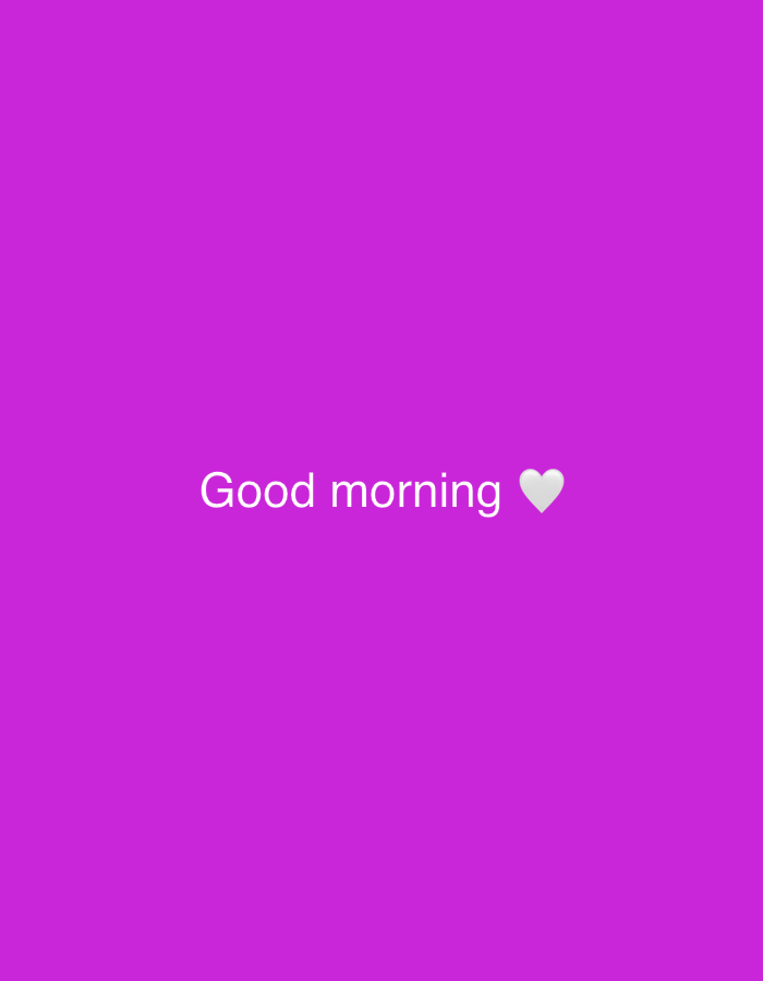 The image is a simple, digitally created graphic with a solid magenta background. Centered horizontally on the background, in the lower half of the image, is the text "Good morning" written in white, sans-serif font. To the right of the text, also in white, is a small heart emoji. The image does not depict any specific location in Vyshhorod, Ukraine, or any real-world elements.