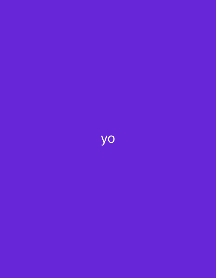 The image is a simple, solid purple background with the word "yo" written in white text in the center. There are no people, objects, or discernible environmental details present. The text is oriented horizontally and is the sole element of visual interest.