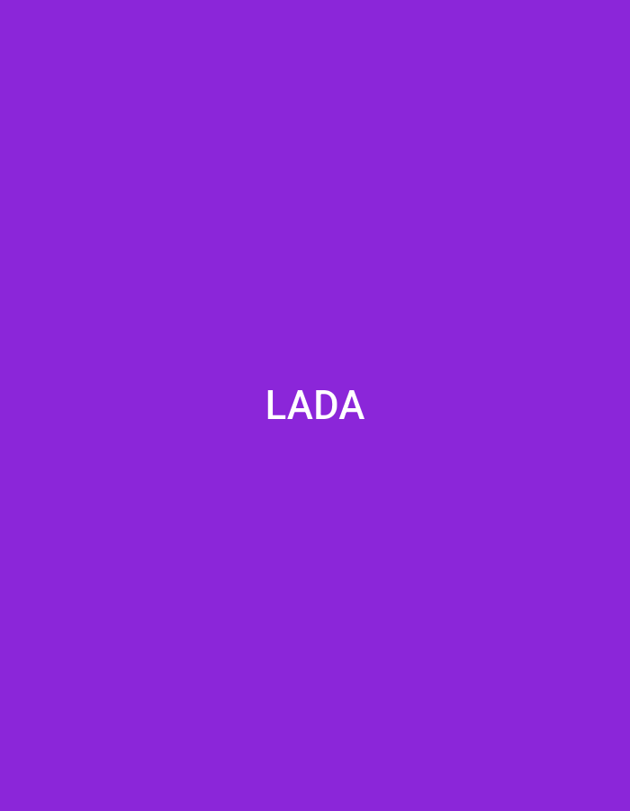 The image is a solid purple background with the white text "LADA" centered horizontally and in the lower half of the frame. There are no people, objects, or environmental details present in the image, therefore it cannot be located in Küçükçekmece, Turkey, or any other location.