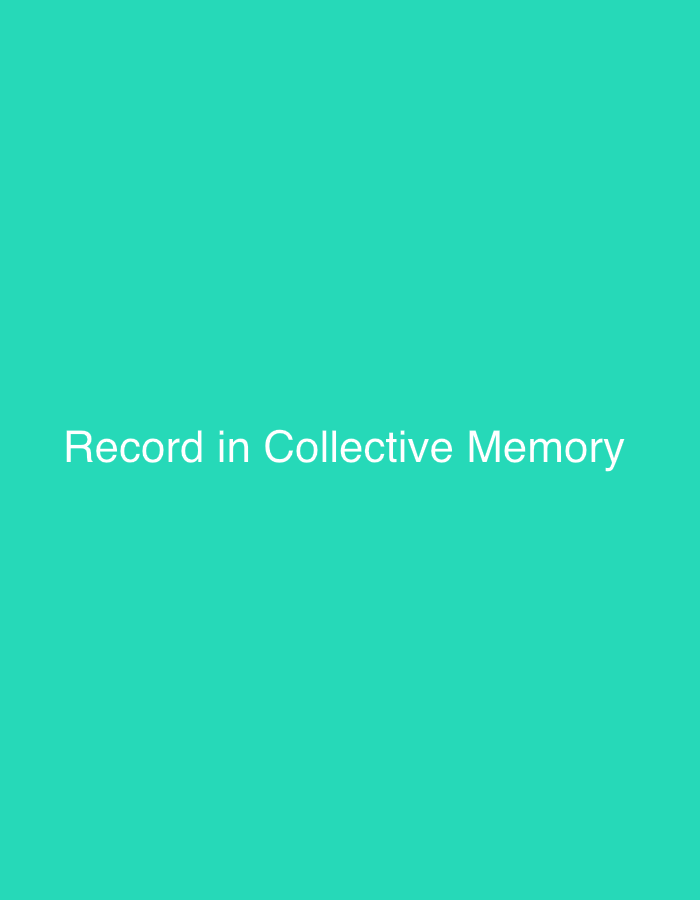 The image is a solid teal background with white text in the center. The text reads: "Record in Collective Memory". The image does not contain any information about Isdalstø, Norway.