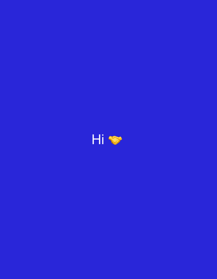 The image is a simple graphic with a solid royal blue background. In the center, the word "Hi" is displayed in white, sans-serif text. To the right of "Hi" is a yellow handshake emoji. There is no discernible location in the city of Naberezhnye Chelny, Russia.