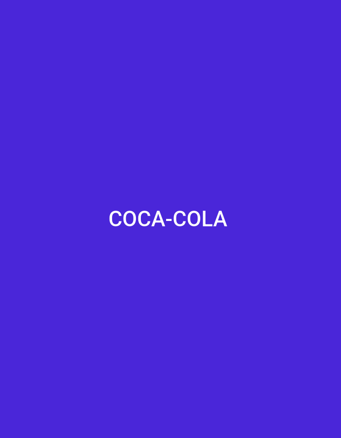 The image is a solid, deep purple background with the text "COCA-COLA" in white, centered horizontally and positioned in the upper half of the frame. There are no other objects, people, or discernible environmental details present. The image does not depict any location in Bakırköy, Turkey.