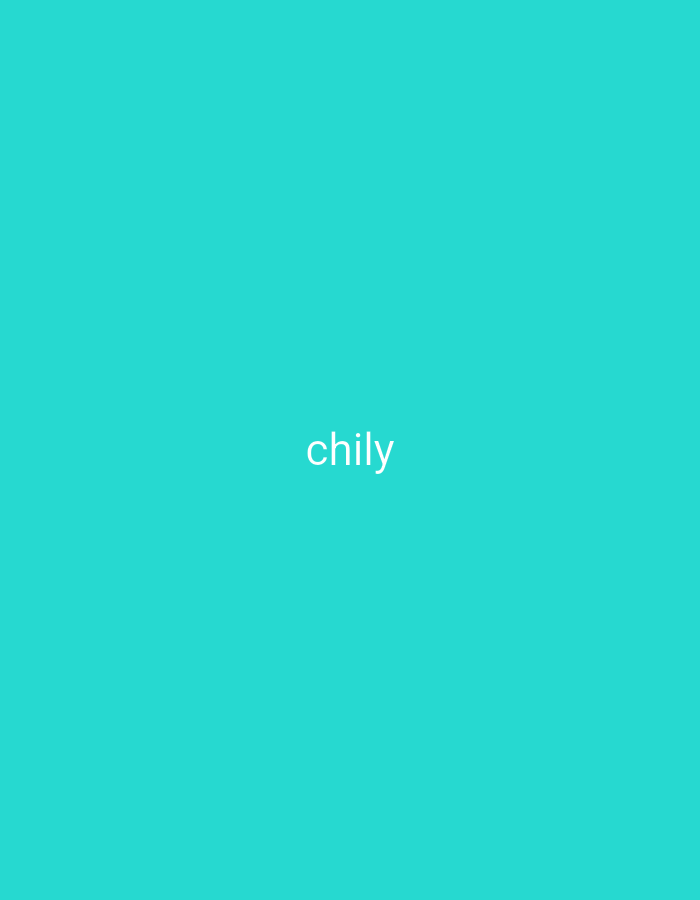 A minimalist image features the word "chily" in white text centered on a solid turquoise background. There are no other discernible objects, people, or environmental elements present. The location in Santanyí, Spain is not depicted in the image.