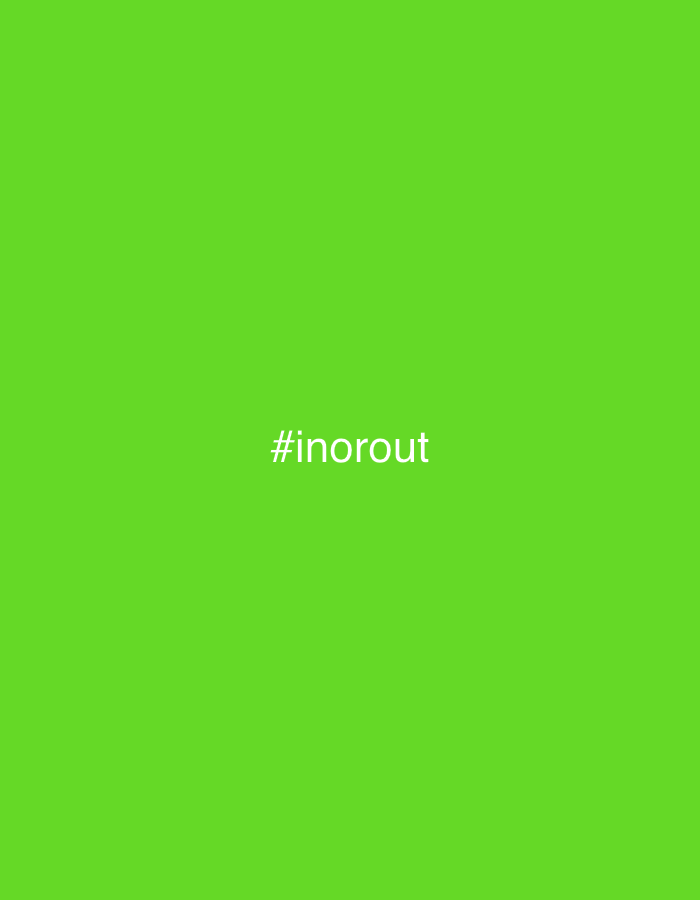 The image is a solid, vibrant green background with the hashtag "#inorout" centered in white text. There is no information available about its location in the city of Марковский, Russia.