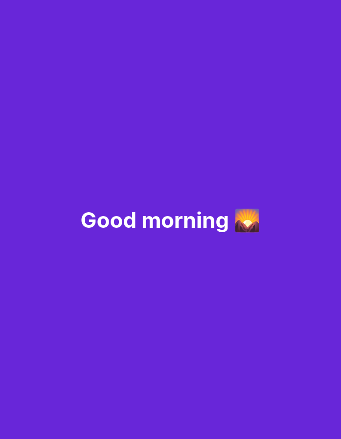 The image is a digital graphic with a solid purple background. White text reads "Good morning" followed by a sunrise emoji. There is no indication of any specific location within Ogbomosho, Nigeria.