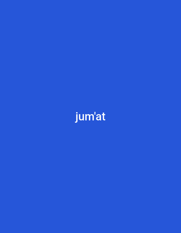 The image is a simple, centered text graphic on a solid blue background. The text reads "jum'at" in white, sans-serif font. There is no discernible location or context within the city of Makassar, Indonesia, as the image is purely typographic and abstract. No people, subjects, objects, actions, or interactions are depicted.