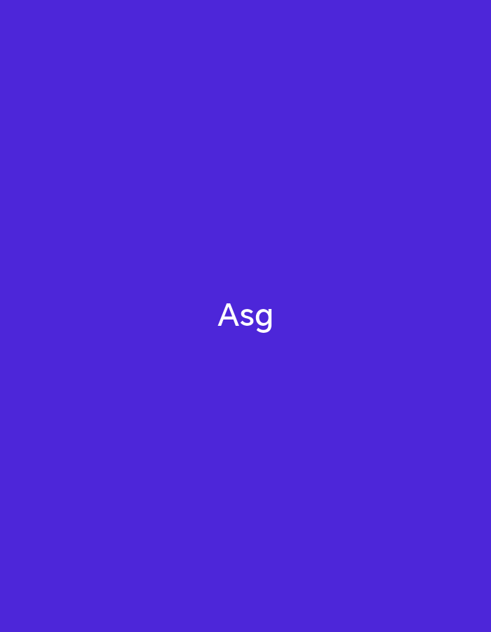 The image is a simple, solid purple background with the white text "Asg" centered on it. There is no discernible city, location, people, objects, or actions present.