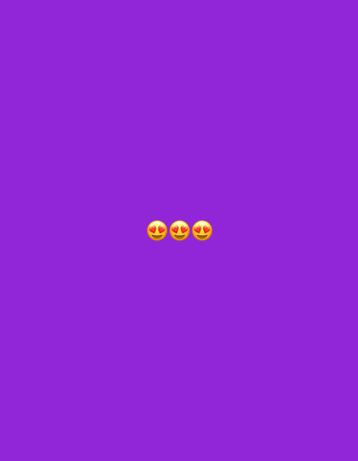 The image shows three emojis with heart eyes arranged in a horizontal line. The background is a solid purple color. The location is not discernible from the image. There are no people, actions, interactions, or additional objects visible.