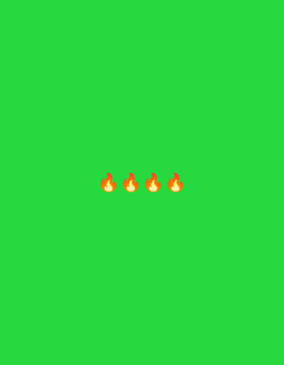 The provided image, presented within the context of the city of Biliaivka, Ukraine, depicts an abstract, solid vibrant green background. Centered horizontally in the lower third of the frame are four distinct, identical digital graphic representations of flames. These stylized fire emojis, rendered in shades of orange and yellow, are arranged in a linear sequence. There are no individuals, overt actions, or interactive elements visible.