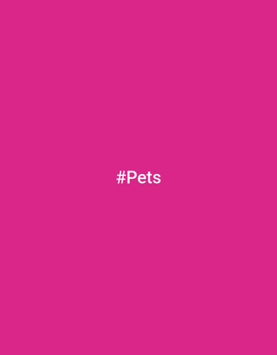 A magenta background fills the frame with the text "#Pets" centered in white font. The hashtag symbol precedes the word "Pets" and the text is bright and easily legible against the solid color backdrop. The image is simple, focusing on the text and background color.