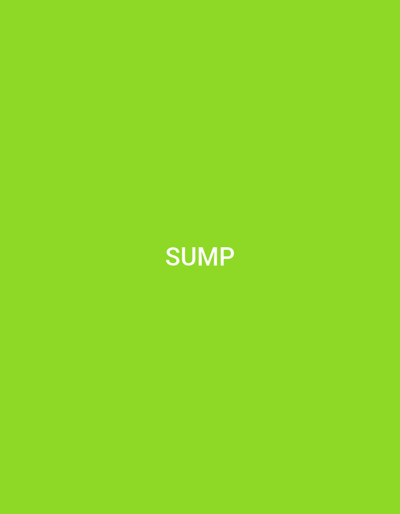 The image displays a solid lime green background, devoid of any discernible features or textures. Centered horizontally and vertically on this monochromatic field is the word "SUMP" rendered in white, uppercase, sans-serif typography. There are no people, subjects, objects (other than the text itself and the background), actions, or interactions depicted. The environment consists solely of this uniformly colored background. There is no visual information within the image to determine a specific geographical location, including the city of Casablanca, Morocco, or any other location.