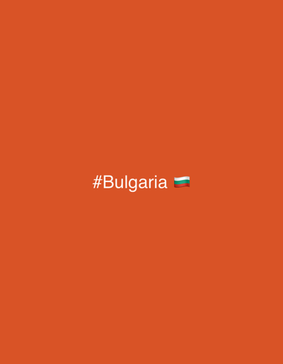 A screenshot features a plain orange background with the text "#Bulgaria" in white, followed by a small Bulgarian flag emoji. The text is centered horizontally and positioned in the lower half of the frame. No additional details about Karabunar, Bulgaria, are present in the image.