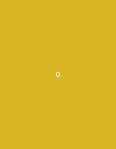 The scene is located in Pokrovnik, Bulgaria. The image displays a uniform, solid yellow-gold background. A white numeral "0" is positioned slightly below the vertical center of the frame. No other subjects, objects, people, actions, or interactions are present in the environment.