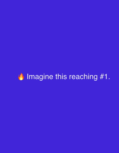 The image is a screenshot of a social media post or a digital graphic. It features white text on a solid blue background. The text reads "Imagine this reaching #1." and is accompanied by a fire emoji to the left of the text. There are no people, objects, or environmental details present in the image that would relate to a specific location in Męcina, Poland, or any other real-world setting. The image is purely digital content.