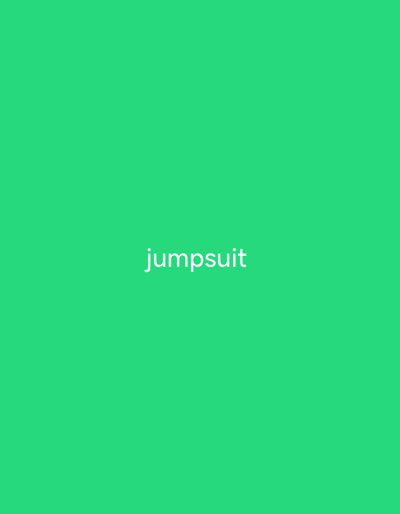 The image is a plain, bright green background with the word "jumpsuit" written in white text in the center. There is no discernible location in Jauro Yinu, Nigeria, nor are there any people, subjects, objects, or actions depicted.
