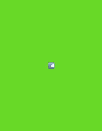 A signal strength indicator icon is centered on a bright green background. The icon is light blue with four vertical bars of increasing height, indicating a strong signal. The background is a uniform, vibrant green. The image is a digital representation and does not depict any specific location in Męcina, Poland, nor does it contain any people, objects, actions, or interactions.